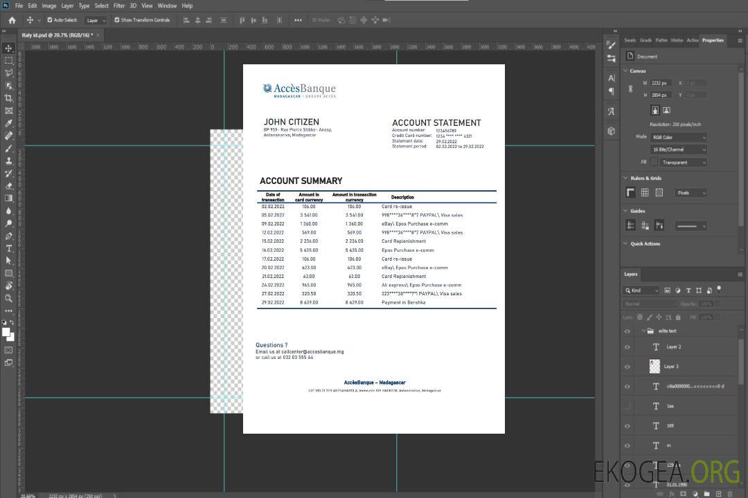 Relevé bancaire Madagascar Acces Banque template Relevé bancaire Madagascar Acces Banque template